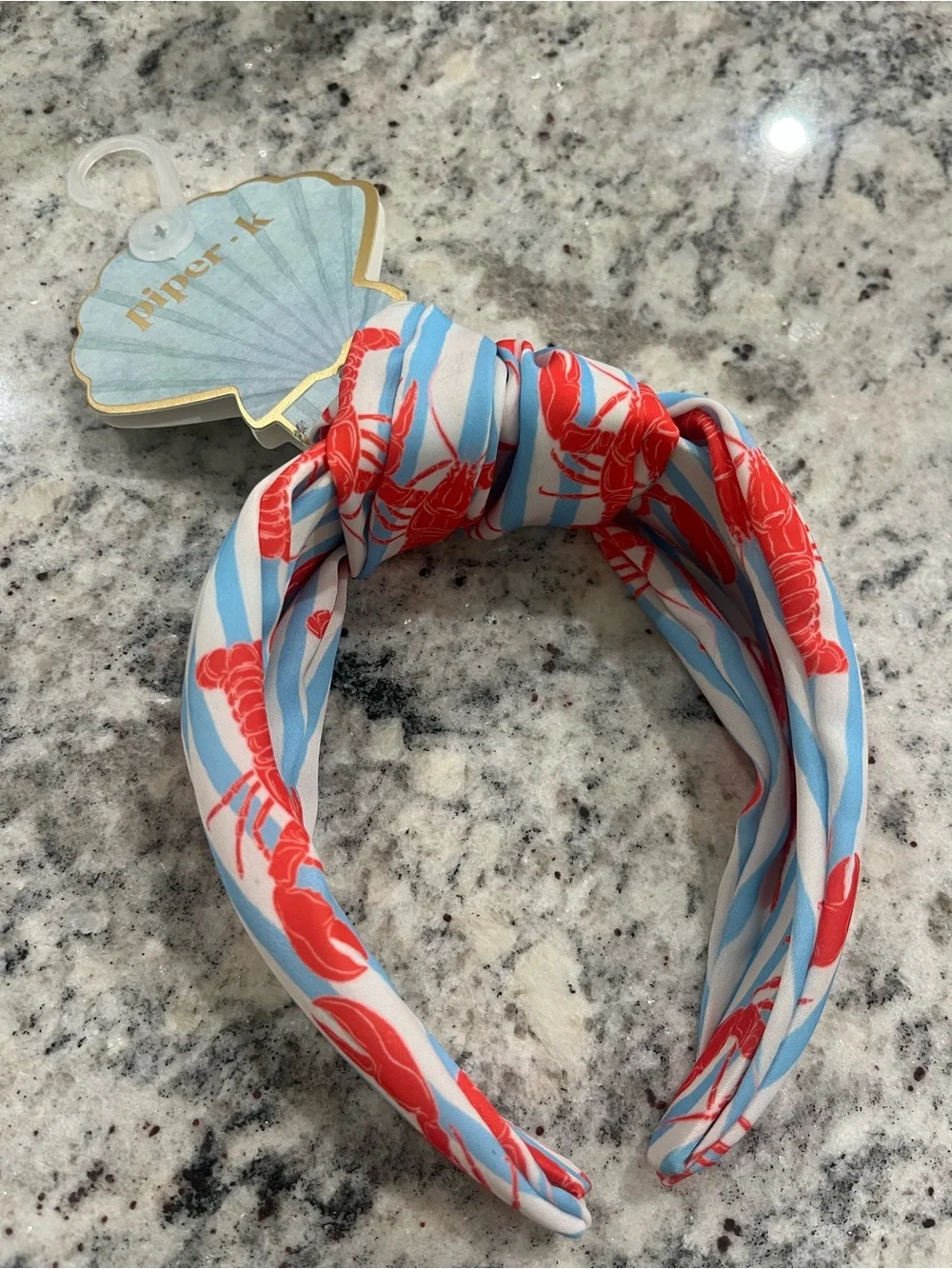 🆕 Striped Blue & Coral Knot Headband 🦞